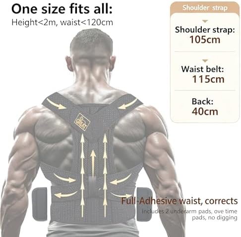 LifeLove Adjustable Posture Support Brace for Upper Back & Shoulders, Fits Height Under 200cm & Waist Under 120cm - Image 2