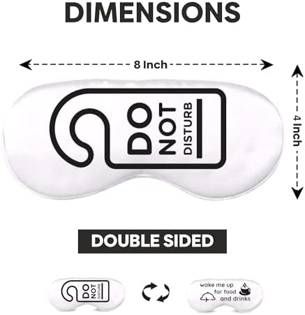 VITYA White Do Not Disturb/Wake Me Up Double-Sided Silk Sleep Mask for Women/Men | Sleep Mask Light Blocking | Soft Breathable Sleep Eye Mask for Traveling on Airplane | Eye Mask with Elastic Strap - Image 2