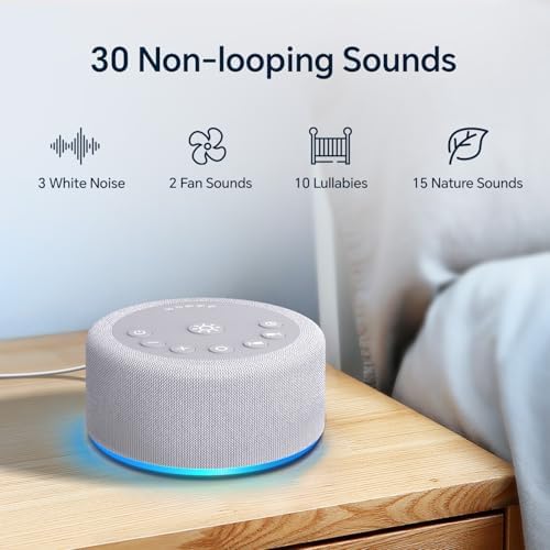 Sound Machine Night Light White Noise Brown Noise Machine 30 Non Looping Sounds 12 Lights 5 Timers 36 Adjustable Volume Memory Function Sleep Sounds Machine for Baby Kids Adult & Home Office Travel - Image 3