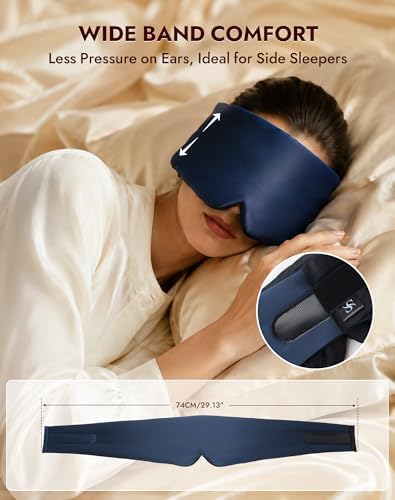 SilkSilky 22 Momme Mulberry Silk Sleep Mask for Side Sleepers, Dark Blue - Image 5