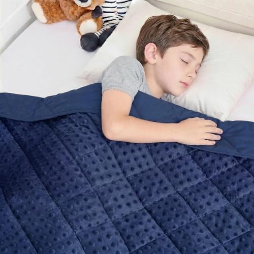 yescool Weighted Blanket 5 Pounds, 40 * 60in Blue Twin Size Cooling Weighted Throw Blanket, Minky Heavy Blankets Warm Weighted Comforter, Big Washable Thick Blankets Gifts by yescool