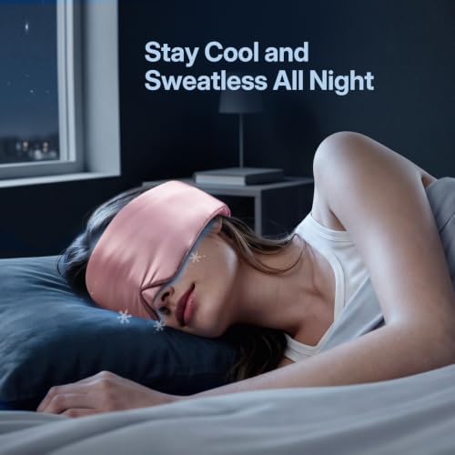 LitBear Sleep Mask for Women Men, Reversible Silk and Cooling Fabric, Pink - Image 3