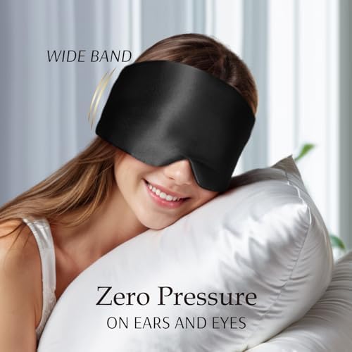 Zenssia 100% Mulberry Silk Sleep Mask Eye Mask for Men and Women, Black - Image 5