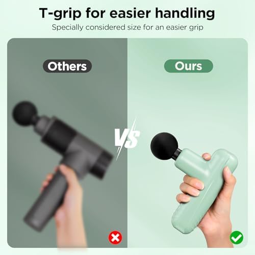 Mini Massage Gun, Powerful Handheld Muscle Massager for Muscle Relaxation, Deep Tissue Percussion Small Massage Gun Travel Massager with 4 Massage Heads Silent Brushless Motor, Green - Image 6