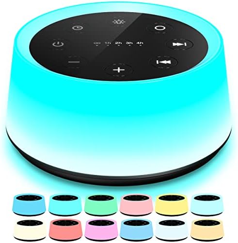 ColorsNoise Sound Machine and White Noise Machine with 30 Soothing Sounds 12 Colors for Kids Adult Baby Night Light with Memory Function for Home Office (Black) by Home