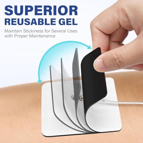 TENS Unit Electrode Pads, 20PCS 2"x2" Adhesive Electrodes Pads, TENS Unit Pads Replacement with Plug 2.0 mm for TENS Machine, Reusable and Latex-Free - Image 3