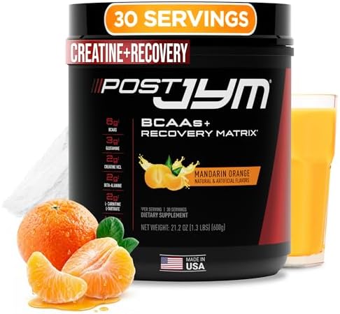 JYM Supplement Science Post JYM Active Matrix Mandarin Orange Amino Recovery Powder Pure Creatine HCL, BCAA’s, Glutamine, Carnitine, Betaine, Taurine for Strength, Repair, Performance 30 Servings by JYMSupplementScience
