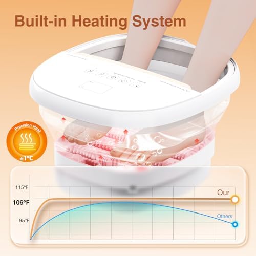 Pedicure Foot Spa with Bubble and Heat,Collapsible Foot Soaking Tub with Remote Control,Pedicure Tools for Feet,Foot Bath Soak Tub Gift for Women/Men,Mom/Dad - Image 5