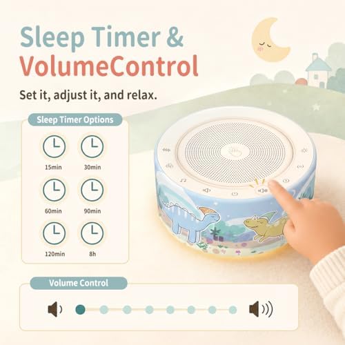 Kipcush White Noise Machine for Baby & Adults, Sleep Sound Machine with 30 Soothing Sounds, 8-Color Night Light, Memory Function, White Noise for Sleeping, Nursery, Office, Travel, Relaxation - Image 5