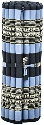 Leewadee - Foldable Floor Mattress - Japanese Roll Up Futon -Trifold Tatami Mat- Guest Floor Bed - Camping Mattress - Thai Massage Mat, Kapok Filled, 75 x 39 inches, Blue - Image 5