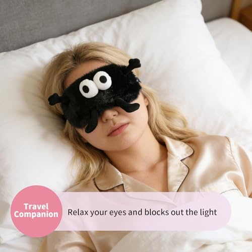 PERFECTSIGHT Sleep Eye Masks, Cute Sleep Eye Cover Lightweight Adjustable Eyeshade Mask Cover for Women Men Sleep Travel Nap, White+Black - Image 3
