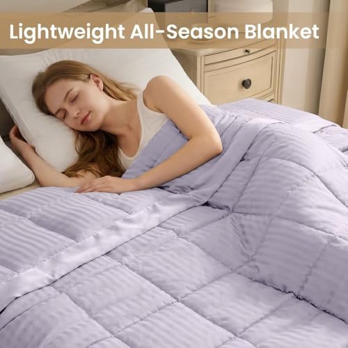 downluxe Queen Size Blanket with Satin Trim, Lightweight Down Alternative Blankets Queen Size for All Season, Machine Washable (Lilac, 90x90 Inch) - Image 5