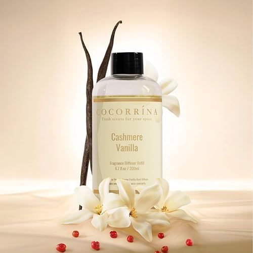COCORRÍNA Reed Diffuser Refill - Cashmere Vanilla 6.7 Fl.oz Reed Diffuser Refill with 8 Sticks - Image 3