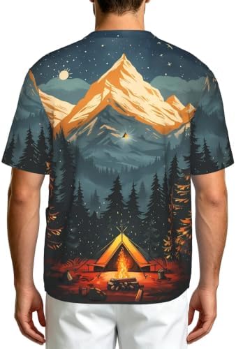 Men's Scrub Top,V-Neck Spill Wrinkle Resistant,3 Pockets-Camping (3) - Image 2