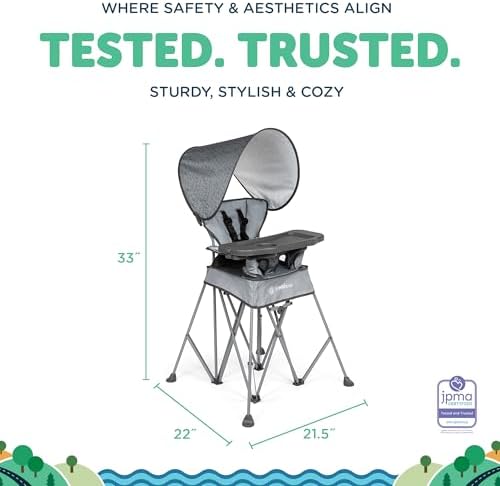 Baby Delight Go with Me Uplift Deluxe Portable High Chair, Elephant Grey - Image 4