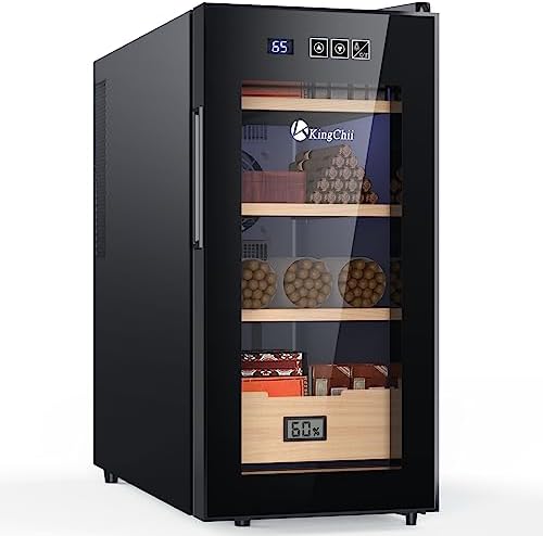 KingChii 26L Electric Cigar Humidors with Temperature Control System, Cigar Cabinet with Spanish Cedar Wood Shelves & Hygrometer, Gifts for Men (4 Layers 200 Capacity) by KingChii