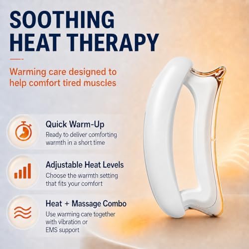 Electric Body Sculpt Massager, Portable Massage Tool with Soothing Heat & Adjustable Vibration, 5 Intensity Levels, Ergonomic for Neck, Shoulder, Back, Waist, Leg Relaxation(White) - Image 5