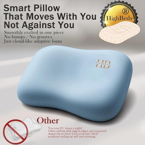 HighBeds Cervical Neck Pillow - Side Sleeper Pillow for Neck Pain Relief, Soft Ergonomic Memory Foam Pillows Ice Silk Zipperless Pillowcase, Eco-Friendly and Durable Material (Blue) - Image 2