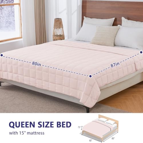 yescool King Size Weighted Blanket for Adults (20 lbs, 80” x 87”, Pink) Cooling Heavy Blanket for Sleeping Perfect for 190-210 lbs, Breathable Blanket for Adults & Couple All Season, Machine Washable - Image 2