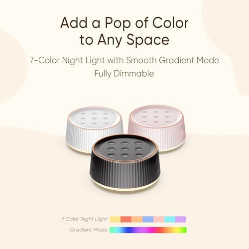 Noise Machine, White Noise Sound Machine for Baby & Adults, 26 Soothing Sounds, 8 Night Light Colors, Tap Control, 6 Timer Settings, Auto-Off & Memory, 4-7-8 Breathing (Black, Standar) - Image 4