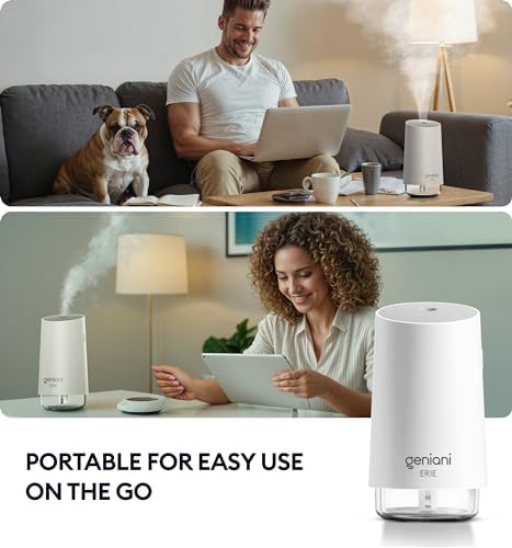 GENIANI Portable Cool Mist Humidifiers for Bedroom & Office - Ultrasonic Humidifier for Home, Baby, Small Room with Auto Shut Off, 250ML Easy to Clean Water Tank - Image 2