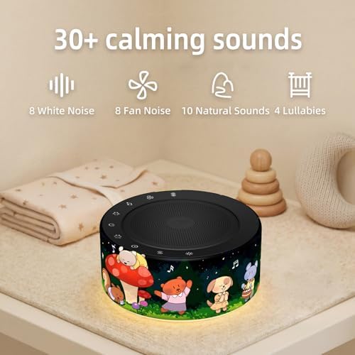 Kipcush White Noise Machine for Baby & Adults, Sleep Sound Machine with 30 Soothing Sounds, 8-Color Night Light, Memory Function, White Noise for Sleeping, Nursery, Office, Travel, Relaxation - Image 3