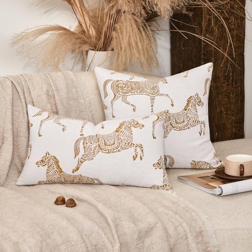Luxury Equestrian Throw Pillow Cover 18x18, Double Sided Orange Horse Jacquard Embroidery Decorative Cushion Cover for Sofa Bed Living Room, Bedroom - Image 2