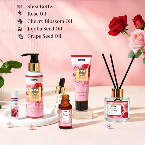 Gift for Women, 21pcs Rose & Cherry Blossom Spa Gift Baskets for Women - Image 4