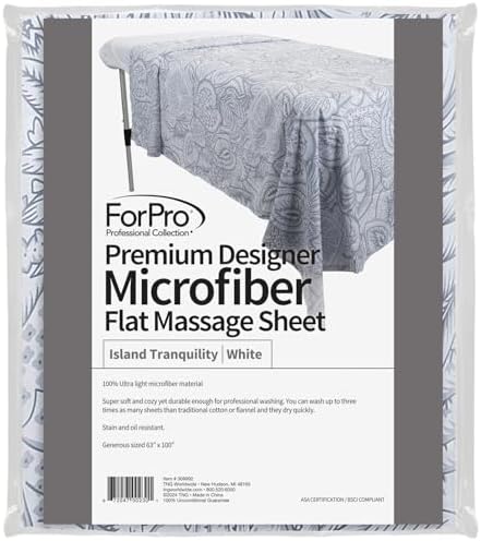 ForPro Designer Microfiber Massage Flat Sheet, 100"L x 63"W, Island White by ForProProfessionalCollection