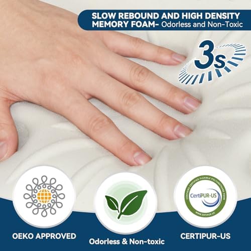 ABLEGRID Memory Foam Cervical Neck Support Pillow,Contour Cooling Gel Pillow for Neck Shoulder Pain Relief,Odorless Ergonomic Orthopedic Adjustable Deep Sleep Bed Pillow for Side,Back,Stomach Sleepers - Image 6
