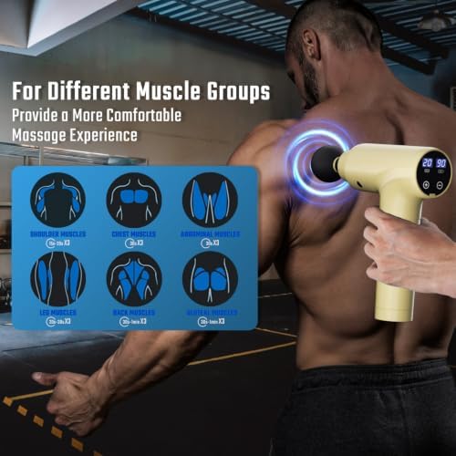 cotsoco Massage Gun Deep Tissue, Muscle Massage Gun with 9 Attachment Heads 20 Speeds & Silent Brushless Motor for Pain Relief, Handheld Percussion Back Massager Gun,Gift for Mom/Dad - Image 5