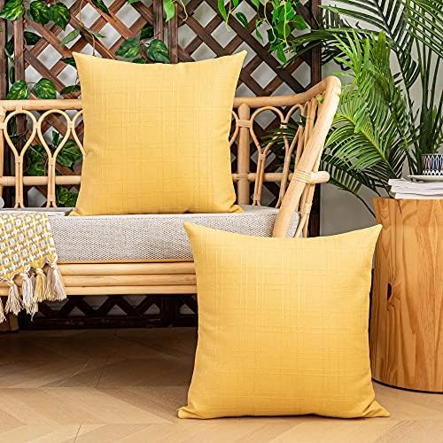 Kevin Textile Outdoor Waterproof 24”x24” Pillow Covers 2 Pack, Yellow - Image 5