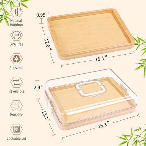 CAWIU Large Charcuterie Board with Lid, Portable Cheese Board & Snack Tray - Image 4