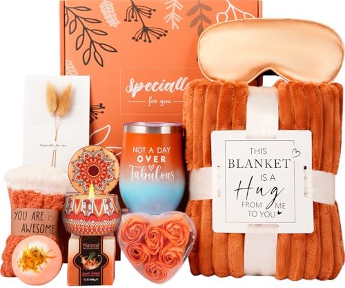 Halloween Fall Basket,Fall Gifts for Women Orange,Halloween,Fall Birthday Gifts for Women Mom Her Wife Friend,Self Care Get Well Gift Spa Set,Thank You, Teacher,Thanksgiving,Boo Basket Gift Box Cozy by Haibeot