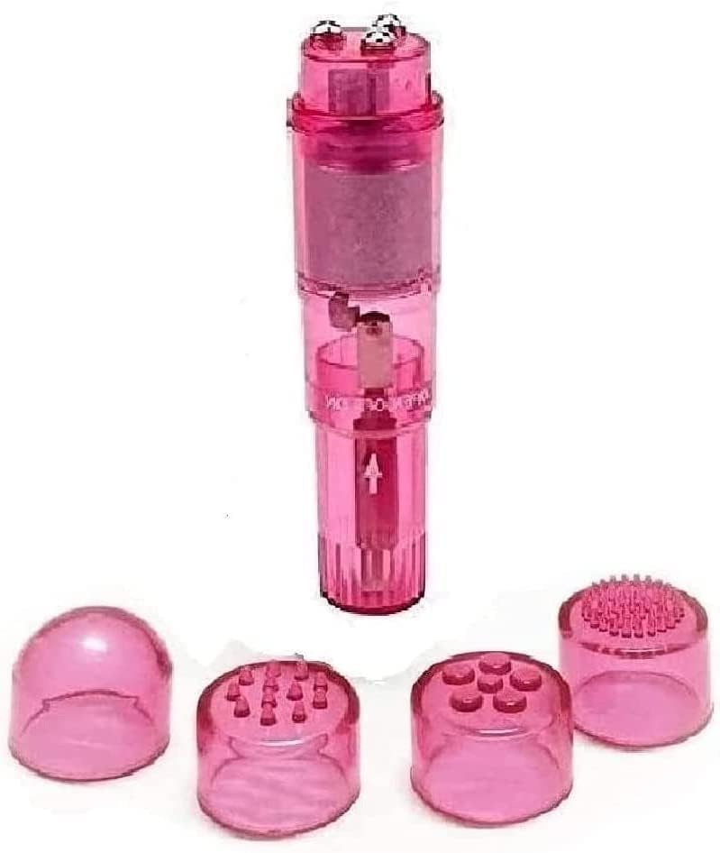 Small Mini Massager Handheld Portable Tool for Women with 4 Heads Pocket Pen for Face Neck Head Back and Shoulder (Pink and Blue) - Image 5