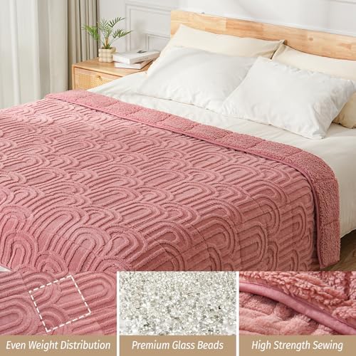 Wemore Soft Weighted Blanket for Adults 60" x 80" 15 lbs Queen Apricot Pink - Image 4