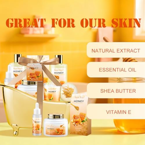 Shower kit gift Birthday Spa Gifts for Women & Men, Honey Almond Bath Gift - Image 5