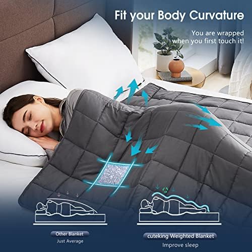 CuteKing Weighted Blanket for Adults(12lbs, 48"x72", Grey) Heavy Blanket for 110-130lbs, Weighted Blanket for Cooling & Heating with Premium Glass Beads, Soft Thick Blanket for Adult All-Season - Image 5