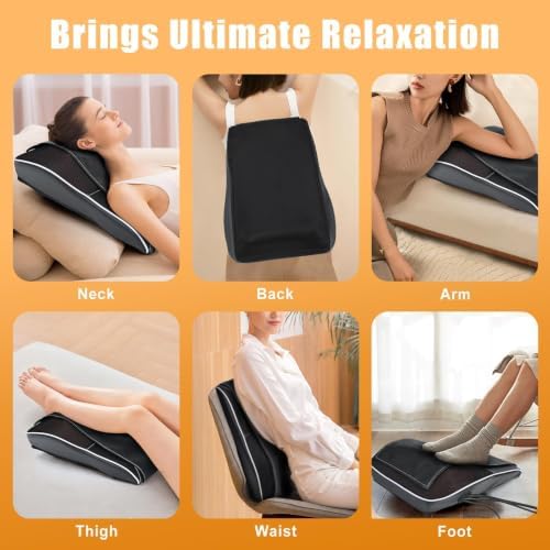 Shiatsu Back and Neck Massager with Heat. Back Massager for Pain Relief deep Tissue, 3D Kneading Massage Pillow or Back,Shoulder,Leg,Gifts for Mom,Dad,Women (Black) - Image 7