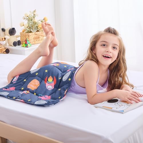 yescool Weighted Lap Pad 2 Pounds Weighted Lap Blanket, Space Plane Small Weighted Blanket, Weighted Throw Blanket Gifts for Travel Indoor Outdoor, 20"x30" - Image 3