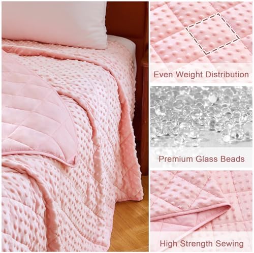 Pink Weighted Blanket for Adults 20lbs, 48"x72", Twin Full Size Cooling Minky Heavy Throw Blanket for 180-220lbs, Soft Winter Thick Big Blankets Weighted Comforter - Image 6