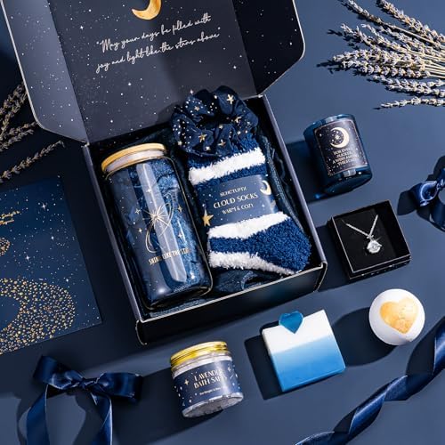 Suhctuptx Birthday Gifts for Women, Mothers Day Gifts for Mom, Starry Sky Spa Gift Basket with Universe Necklace, Self Care Gift Set for Her, Teacher Appreciation Gifts, Wife Sister Friend Boss Lady - Image 2