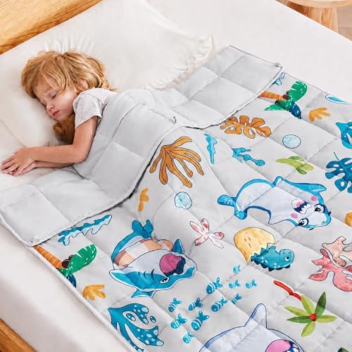 anfie Weighted Blanket (36"x48" 5lbs) Weighted Blanket Cooling Blanket for Resting,Throw Size Breathable Blanket with Premium Glass Bead(White Shark) by anfie