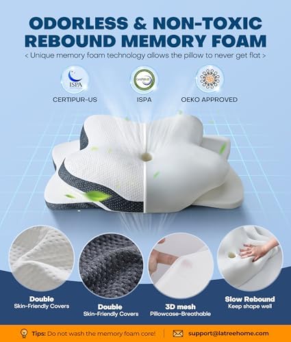 5X Pain Relief Cervical Neck Pillow for Neck Support, Ergonomic Cooling Side Sleeper Pillow for Sleeping, Odorless Contour Memory Foam Pillows, Orthopedic Bed Pillow for Side Back Stomach Sleeper - Image 5