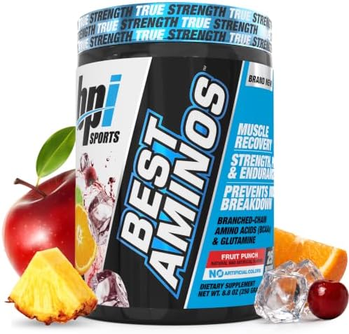 BPI Sports Best Aminos - BCAA Powder Post Workout & Glutamine Recovery Drink with Branched Chain Amino Acids for Hydration & Recovery, for Men & Women - Fruit Punch - 25 Servings by BPISports