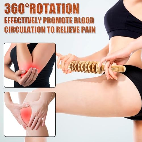 KintKita Wood Therapy Massage Tools,Wooden Massager Stick Roller Lymphatic Drainage Tool,Maderoterapia Kit Self Massage Roller Tool for Cellulite Reduction,Muscle Tension and Body Shaping,Contouring - Image 3