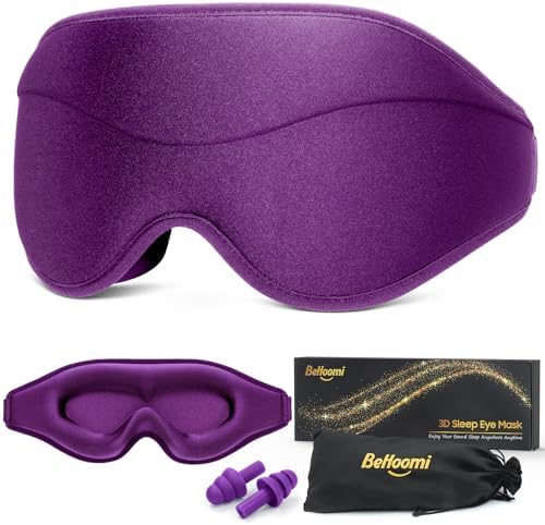 BeHoomi Sleep Mask, Premium Eye Mask for Sleeping, 3D Ergonomic Designed Sleeping Mask, Upgraded Light Blocking & Blindfold Sleep Masks for Women, Men (Purple) by BeHoomi