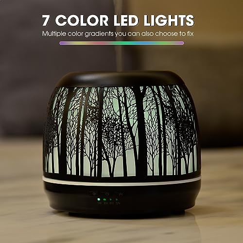 Large Essential Oil Aromatherapy Diffuser for Home Bedroom Metal Hollow Decorative Room Ultrasonic Air Scent Mist Aroma Diffuser 500ML Defusers -Black - Image 2
