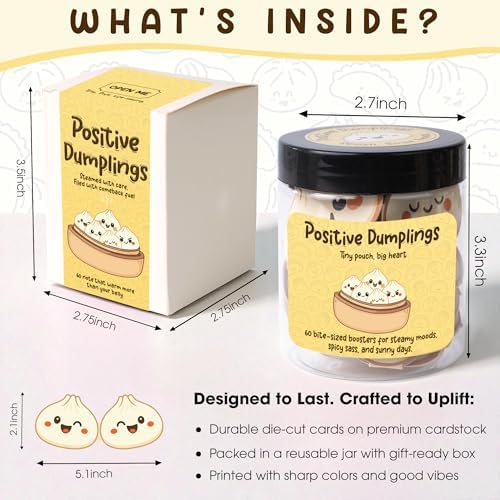 Positive Dumpling Jar – 60 Funny Emotional Uplifting Support Dumplings Affirmation, Back to School Gifts for Students & Teachers, White Elephant Gifts, Funny Gift for Women, Teens, Tweens, Coworkers - Image 2