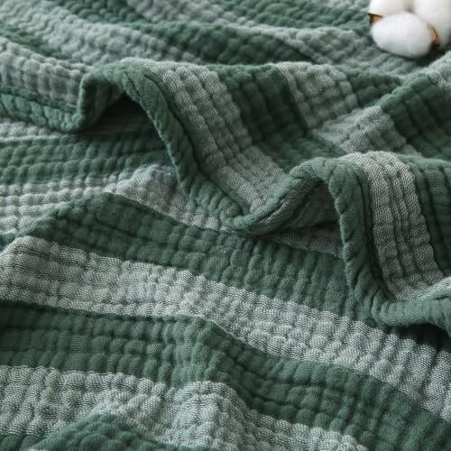 EMME Cotton Muslin Blanket Couch 4-Layer Breathable Gauze Soft Lightweight Bed Blankets Adults Forest Green Twin XL (66" x 90") by EMME